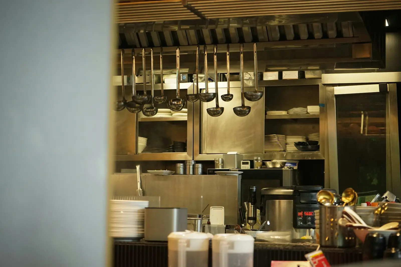 Stainless-steel commercial restaurant kitchen